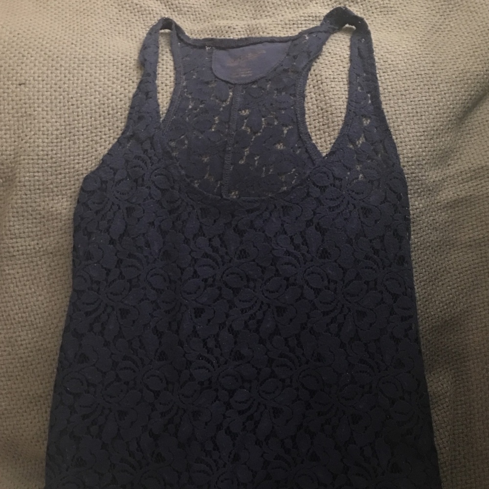 NAVY BLUE SHEER BLOUSE